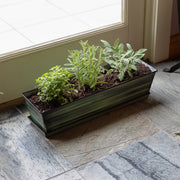 Achla Classic Green Flower Box Tray Kit | Galvanized Steel Green Patina | Deck & Balcony Container Garden | 22 x 6 x 5 in | Model C-08-T