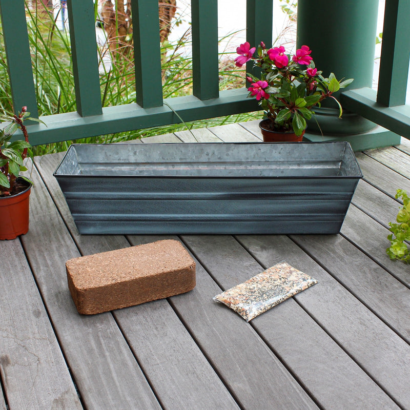 Achla Bloom Box Small Nantucket Blue Galvanized Steel Planter | Deck & Balcony Garden Kit | 22 x 6 x 5 in | Model C-08NB-GK