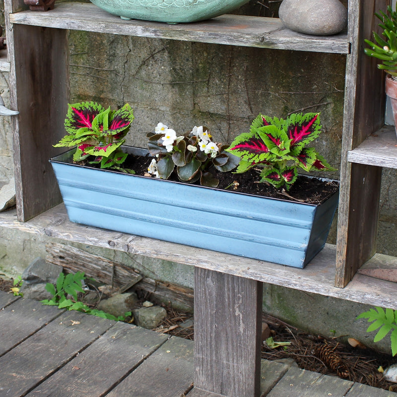 Achla Bloom Box Small Nantucket Blue Galvanized Steel Planter | Deck & Balcony Garden Kit | 22 x 6 x 5 in | Model C-08NB-GK