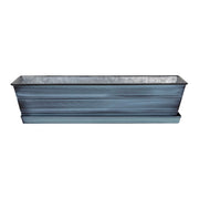 Achla Small Nantucket Blue Flower Box with Tray | Galvanized Steel | Deck, Balcony & Indoor Container Garden | 22 x 6 x 5 in | Model C-08NB-T