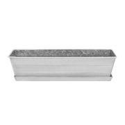 Achla Small White Flower Box with Drip Tray | Galvanized Steel Planter | Balcony & Deck Container Garden | 22 x 6 x 5 in | Model C-08W-T
