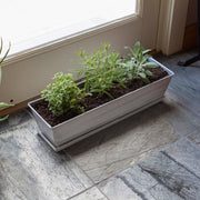 Achla Small White Flower Box with Drip Tray | Galvanized Steel Planter | Balcony & Deck Container Garden | 22 x 6 x 5 in | Model C-08W-T