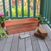 Achla Bloom Box Garden Growing Kit, Medium Copper | Galvanized Steel Planter Box | Deck, Porch & Balcony Container Garden | 24 x 9.5 | Model C-20C-GK2