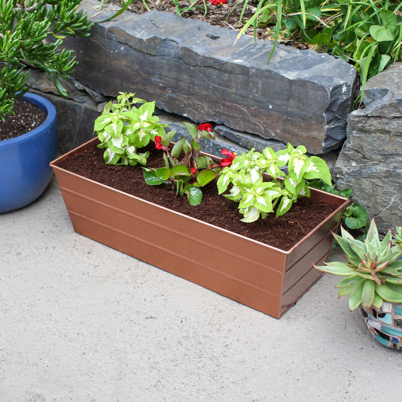 Achla Bloom Box Garden Growing Kit, Medium Copper | Galvanized Steel Planter Box | Deck, Porch & Balcony Container Garden | Model C-20C-GK2