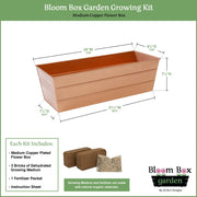 Achla Bloom Box Garden Growing Kit, Medium Copper | Galvanized Steel Planter Box | Deck, Porch & Balcony Container Garden | 24 x 9.5 | Model C-20C-GK2