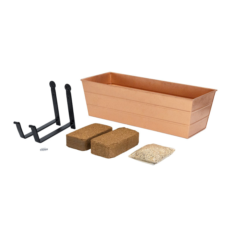 Achla Bloom Box Garden Growing Kit Medium Copper Planter | Galvanized Steel with Copper Plated Finish | Deck, Porch & Balcony | Model C-20C-WM-GK2