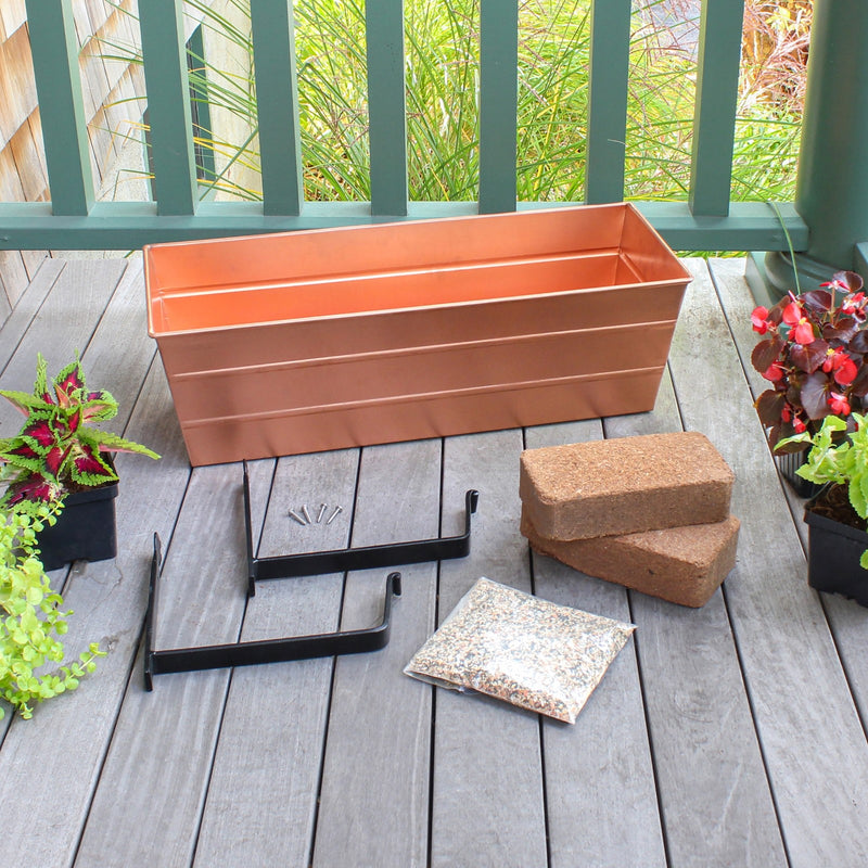 Achla Bloom Box Garden Growing Kit Medium Copper Planter | Galvanized Steel with Copper Plated Finish | Deck, Porch & Balcony | Model C-20C-WM-GK2