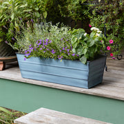 Achla Bloom Box Garden Growing Kit Medium Nantucket Blue | Galvanized Steel with Blue Patina Finish | Deck, Porch & Balcony Planter | Model C-20NB-GK2