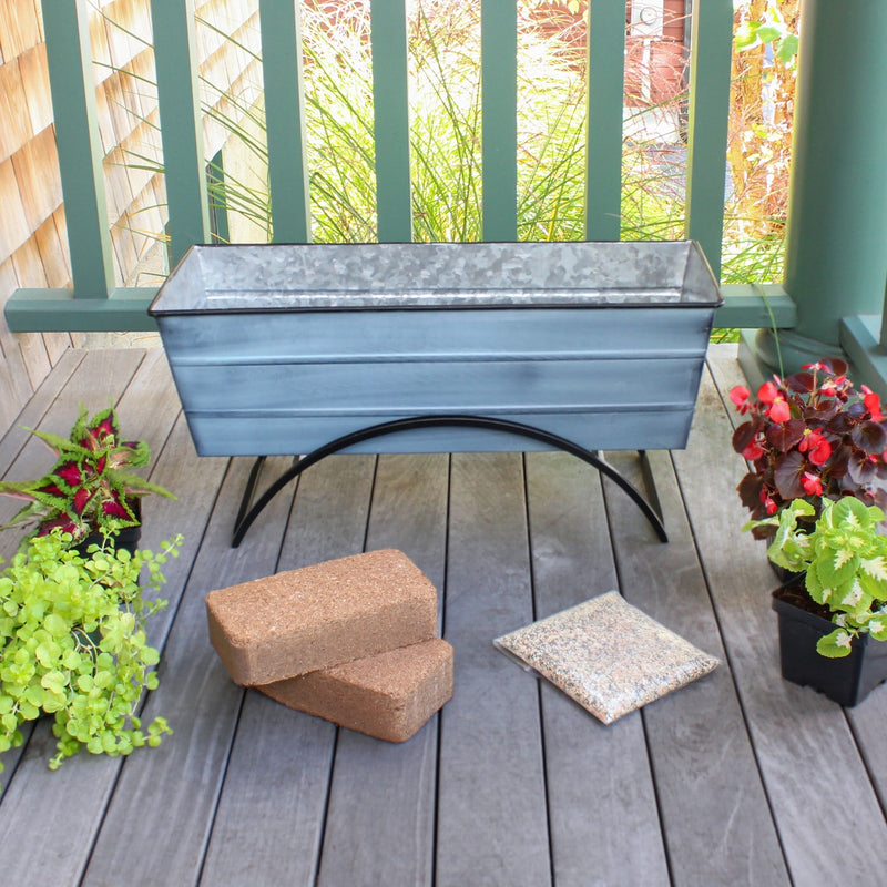 Achla Bloom Box Garden Growing Kit Medium Blue | Galvanized Steel and Wrought Iron | Deck, Porch & Balcony Container Garden | Model C-20NB-S-GK2