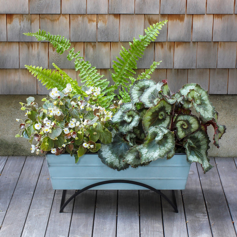 Achla Bloom Box Garden Growing Kit Medium Blue | Galvanized Steel and Wrought Iron | Deck, Porch & Balcony Container Garden | Model C-20NB-S-GK2