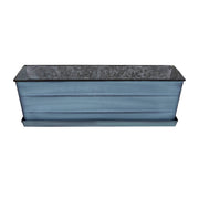 Achla Medium Blue Flower Box with Tray Kit | Galvanized Steel Nantucket Blue | Deck, Balcony & Porch Planter | 24 x 10 x 8 in | Model C-20NB-T