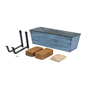 Achla Bloom Box Garden Growing Kit Medium Blue with Wall Brackets | Galvanized Steel and Wrought Iron | Wall-Mounted Deck & Porch | Model C-20NB-WM-GK2