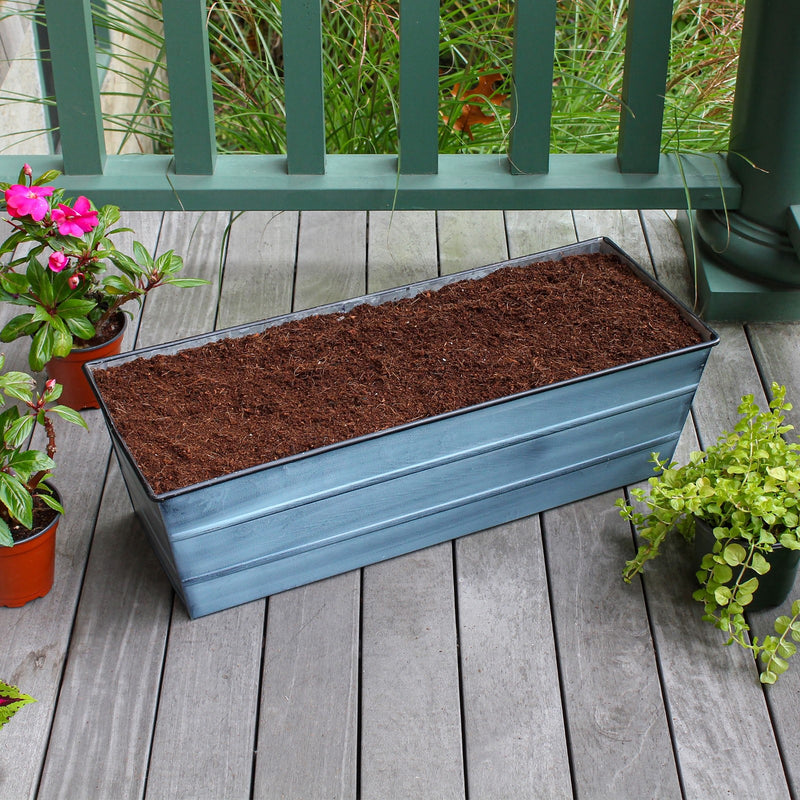 Achla Bloom Box Garden Growing Kit Medium Blue | Galvanized Steel and Wrought Iron Wall-Mounted Planter | Deck, Porch & Balcony | Model C-20NB-WM-GK2