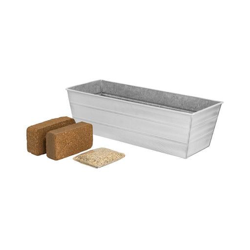 Achla Bloom Box Garden Growing Kit Medium White | Galvanized Steel Cape Cod White | Deck, Porch & Balcony Container Garden | 24 x 9.5 | Model C-20W-GK2
