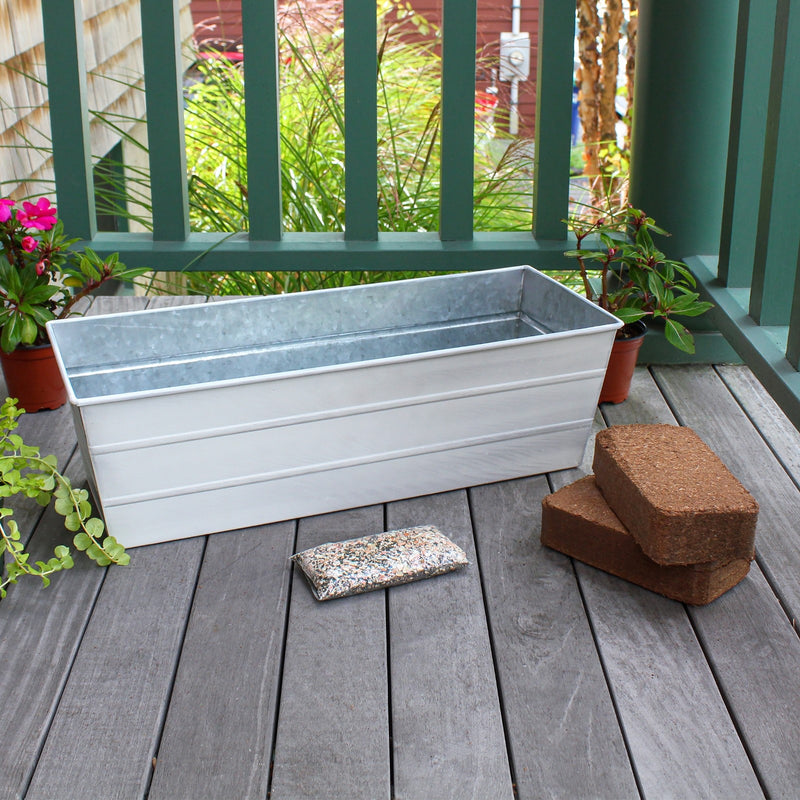 Achla Bloom Box Garden Growing Kit Medium White | Galvanized Steel Cape Cod White | Deck, Porch & Balcony Container Garden | Model C-20W-GK2
