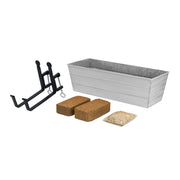 Achla Bloom Box Garden Growing Kit, Medium White | Galvanized Steel and Wrought Iron | Deck & Balcony Container Garden | 24 x 11 | Model C-20W-RM-GK2
