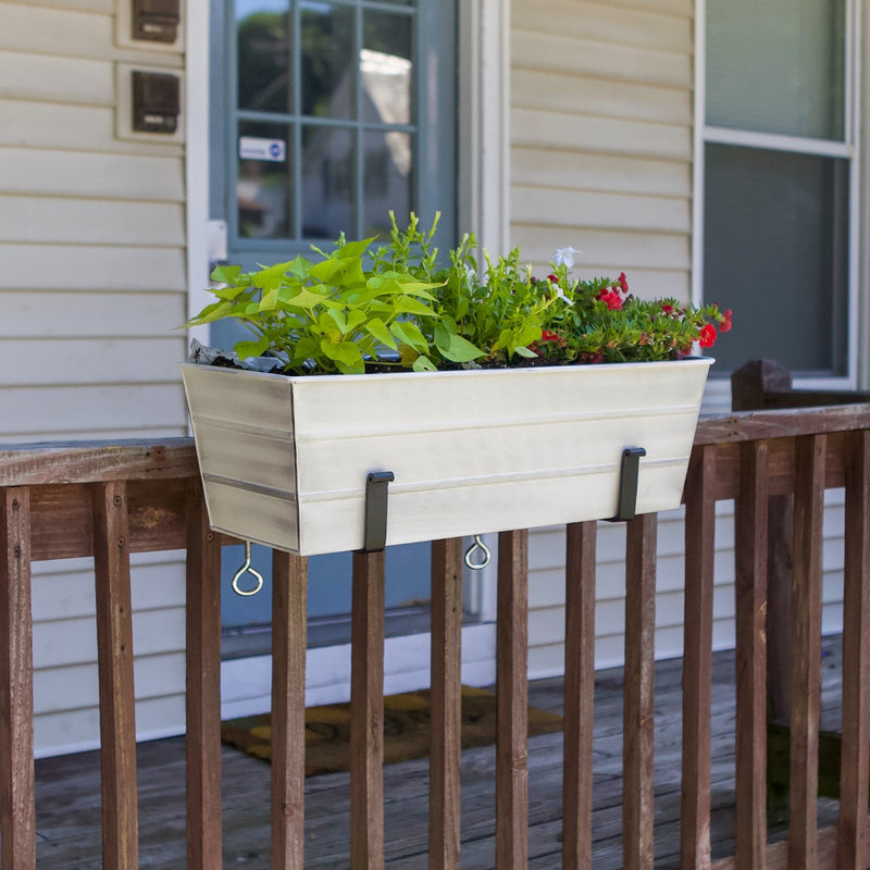 Achla Bloom Box Garden Growing Kit, Medium White | Galvanized Steel and Wrought Iron | Deck & Balcony Container Garden | Model C-20W-RM-GK2