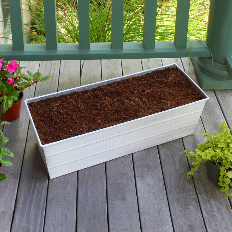 Achla Bloom Box Garden Growing Kit Medium White | Galvanized Steel and Wrought Iron | Deck & Balcony Container Garden | 24 x 9.5 x | Model C-20W-S-GK2