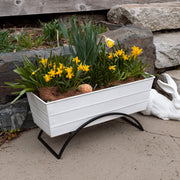 Achla Bloom Box Garden Growing Kit, Medium White | Galvanized Steel and Wrought Iron | Deck & Balcony Container Garden | 24 x 9.5 | Model C-20W-S-GK2