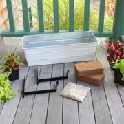 Achla Bloom Box Garden Growing Kit Medium White | Galvanized Steel and Wrought Iron | Deck, Porch & Balcony Container Garden | 24 | Model C-20W-WM-GK2
