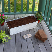 Achla Bloom Box Garden Growing Kit Medium White | Galvanized Steel and Wrought Iron | Deck, Porch & Balcony Container Garden | 24 | Model C-20W-WM-GK2