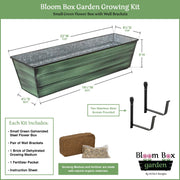 Achla Bloom Box Small Green Garden Growing Kit | Galvanized Steel with Wrought Iron Brackets | Balcony & Deck Container Garden | 22 | Model C08-WM-GK