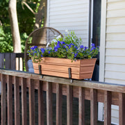 Achla Bloom Box 22in Small Garden Growing Kit with 2x4 Railing Brackets | Copper Plated Steel & Black Wrought Iron | Deck & Porch | Model C08C-K4-GK
