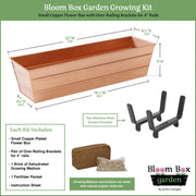 Achla Bloom Box 22in Small Garden Growing Kit with 2x4 Railing Brackets | Copper Plated Steel & Black Wrought Iron | Deck & Porch | Model C08C-K4-GK