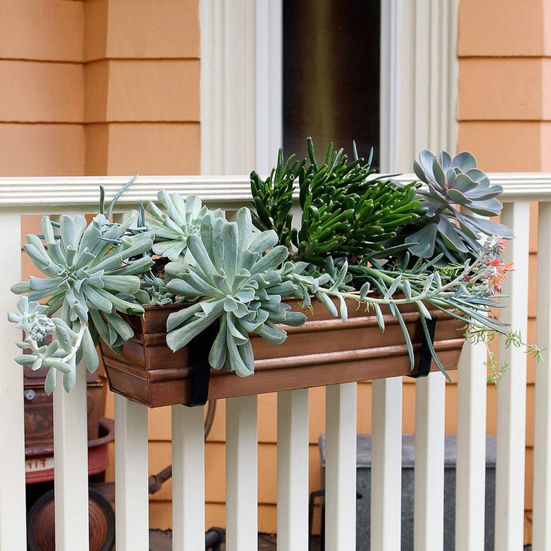 Achla Bloom Box Small 22in Wall-Mounted Planter | Copper Plated Galvanized Steel and Black Wrought Iron | Deck, Porch & Balcony | Model C08C-WM-GK
