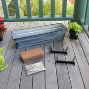 Achla Bloom Box Small Nantucket Blue Galvanized Steel Planter | Railing Mount for 2x6 Rails | Deck & Balcony Garden Kit | 22 x 6.5 | Model C08NB-K6-GK