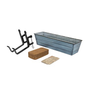 Achla Bloom Box Garden Growing Kit Small Nantucket Blue | Galvanized Steel and Wrought Iron | Deck, Porch & Balcony Container Garden | Model C08NB-RM-GK