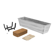Achla Bloom Box Garden Growing Kit Small White with 2x4 Railing Brackets | Galvanized Steel & Wrought Iron | Deck & Balcony Container | Model C08W-K4-GK
