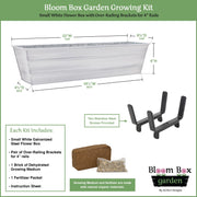Achla Bloom Box Garden Growing Kit Small White with 2x4 Railing Brackets | Galvanized Steel & Wrought Iron | Deck & Balcony Container | Model C08W-K4-GK