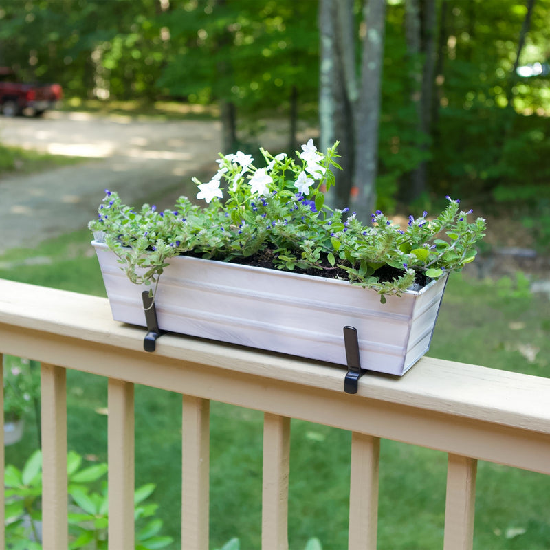 Achla Bloom Box Garden Growing Kit Small White 22in | Galvanized Steel & Wrought Iron | Deck & Balcony Container | Model C08W-K6-GK