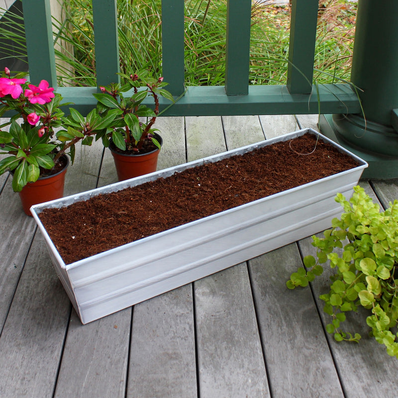 Achla Bloom Box Garden Growing Kit Small White 22in | Galvanized Steel & Wrought Iron | Deck & Balcony Container | Model C08W-K6-GK