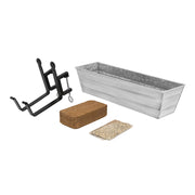 Achla Bloom Box Small White Garden Growing Kit | Galvanized Steel with Clamp-On Brackets | Deck & Railing Container Garden | 22 x 8 x 8 | Model C08W-RM-GK