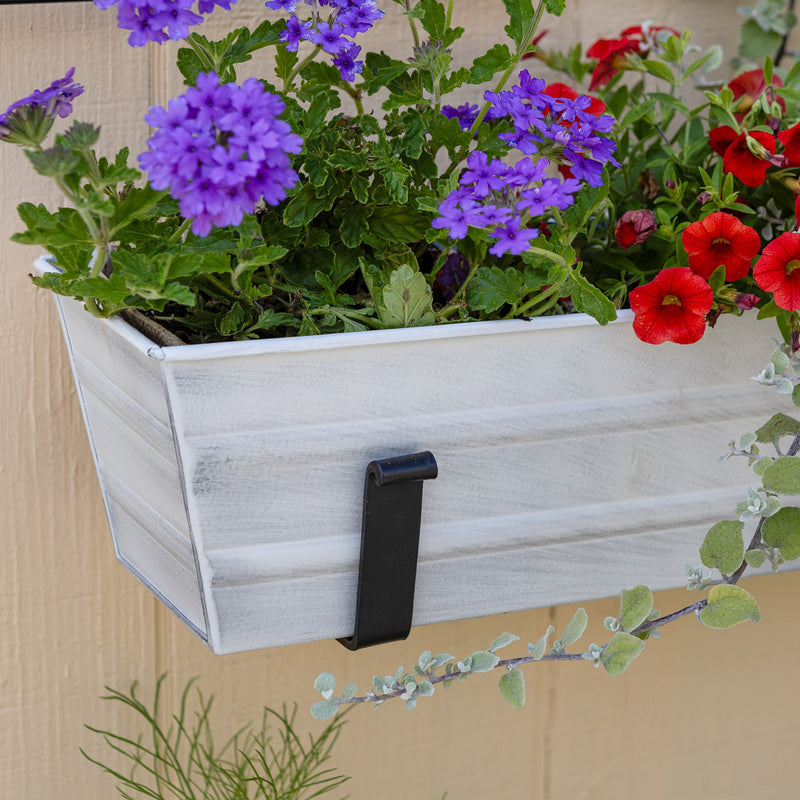 Achla Bloom Box Small White Garden Growing Kit | Galvanized Steel with Wall Brackets | Balcony & Deck Container Garden | Model C08W-WM-GK