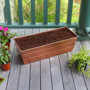 Achla Bloom Box Garden Growing Kit, Medium Copper with Brackets | Galvanized Steel Planter for 2x6 Railings | Deck & Balcony Container | Model C20C-K6-GK2
