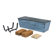 Achla Bloom Box Garden Growing Kit Medium Blue | Galvanized Steel with Blue Patina Finish | Deck Railing Planter for 2x6 Rails | 24 | Model C20NB-K6-GK2