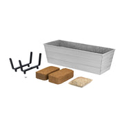 Achla Bloom Box Garden Growing Kit, Medium White | Galvanized Steel and Wrought Iron | Deck & Balcony Container Garden | 24 x 9.5 | Model C20W-K6-GK2