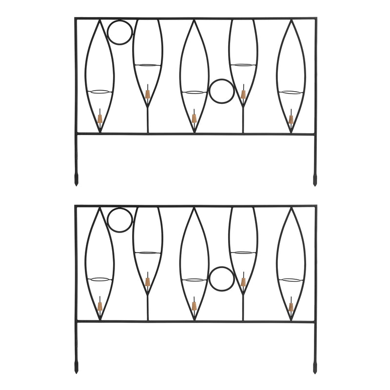 Achla Vinifera Fence Sections Pack of 2 | Wrought Iron Black Powdercoat | Outdoor Garden Border & Bottle Display | 46 x 33 in | Model DFS-48-2