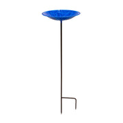 Achla Delphinium Lolly Birdbath with Stake | Solid Brass Enameled Bowl and Wrought Iron Stake | Garden Birdbath for Yard & Lawn | 12 | Model EBB-02BL-S