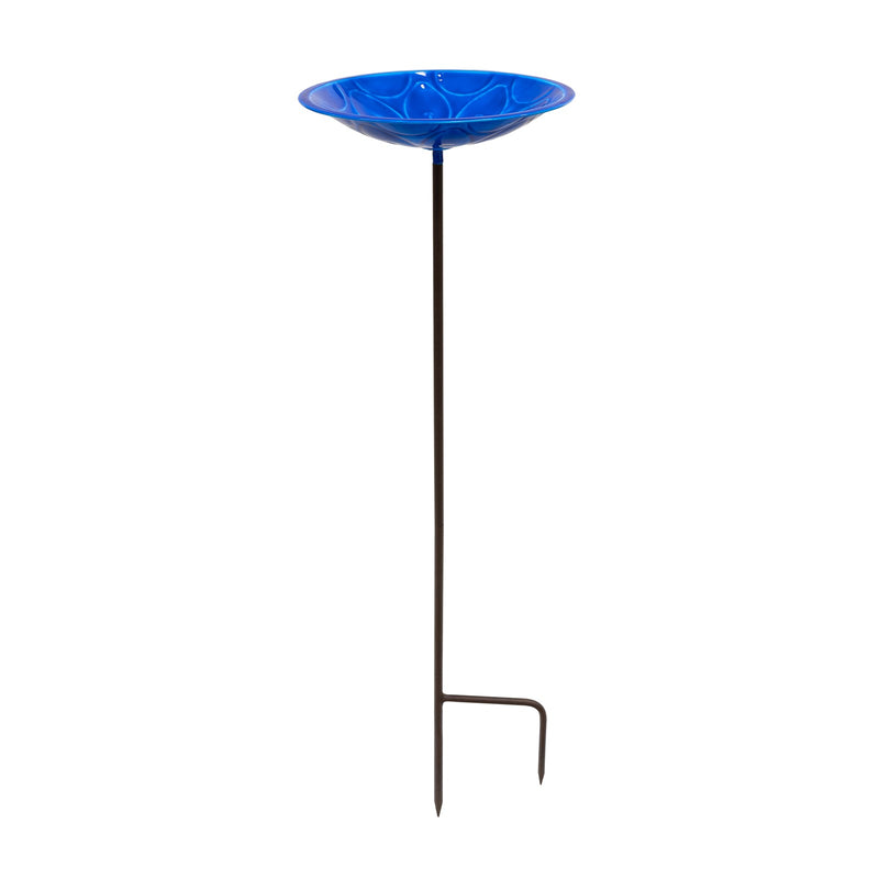 Achla Delphinium Lolly Birdbath with Stake | Solid Brass Enameled Bowl and Wrought Iron Stake | Garden Birdbath for Yard & Lawn | 12 | Model EBB-02BL-S