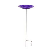 Achla Lilac Lolly Birdbath with Stake | Solid Brass Enameled Bowl and Wrought Iron Stake | Garden Birdbath for Yard & Lawn | 12 x 12 | Model EBB-02LP-S