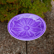Achla Lilac Lolly Birdbath with Stake | Solid Brass Enameled Bowl and Wrought Iron Stake | Garden Birdbath for Yard & Lawn | 12 x 12 | Model EBB-02LP-S