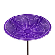 Achla Lilac Lolly Birdbath with Stake | Solid Brass Enameled Bowl and Wrought Iron Stake | Garden Birdbath for Yard & Lawn | 12 x 12 | Model EBB-02LP-S
