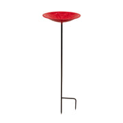 Achla Petunia Lolly 12in Birdbath with Stake | Petunia Pink Glass Enamel on Brass and Wrought Iron | Garden & Patio Bird Bath | 12 x 12 | Model EBB-02P-S