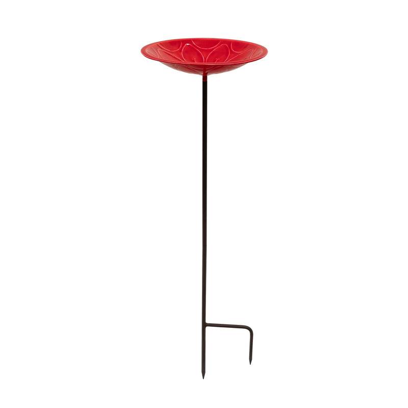 Achla Petunia Lolly 12in Birdbath with Stake | Petunia Pink Glass Enamel on Brass and Wrought Iron | Garden & Patio Bird Bath | Model EBB-02P-S
