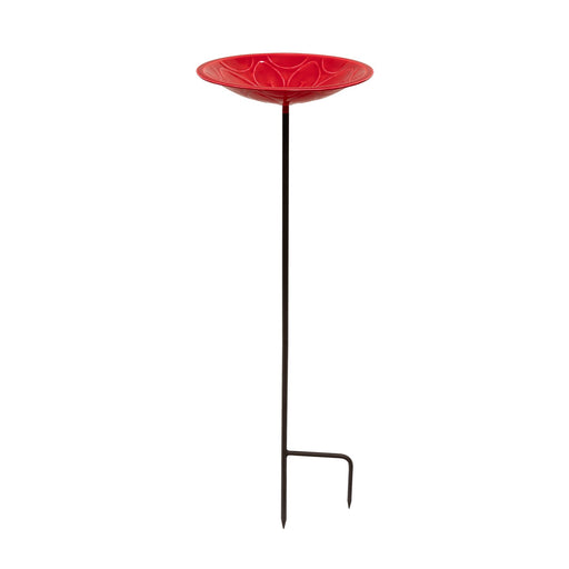 Achla Petunia Lolly 12in Birdbath with Stake | Petunia Pink Glass Enamel on Brass and Wrought Iron | Garden & Patio Bird Bath | 12 x 12 | Model EBB-02P-S