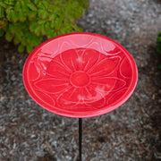 Achla Petunia Lolly 12in Birdbath with Stake | Petunia Pink Glass Enamel on Brass and Wrought Iron | Garden & Patio Bird Bath | 12 x 12 | Model EBB-02P-S